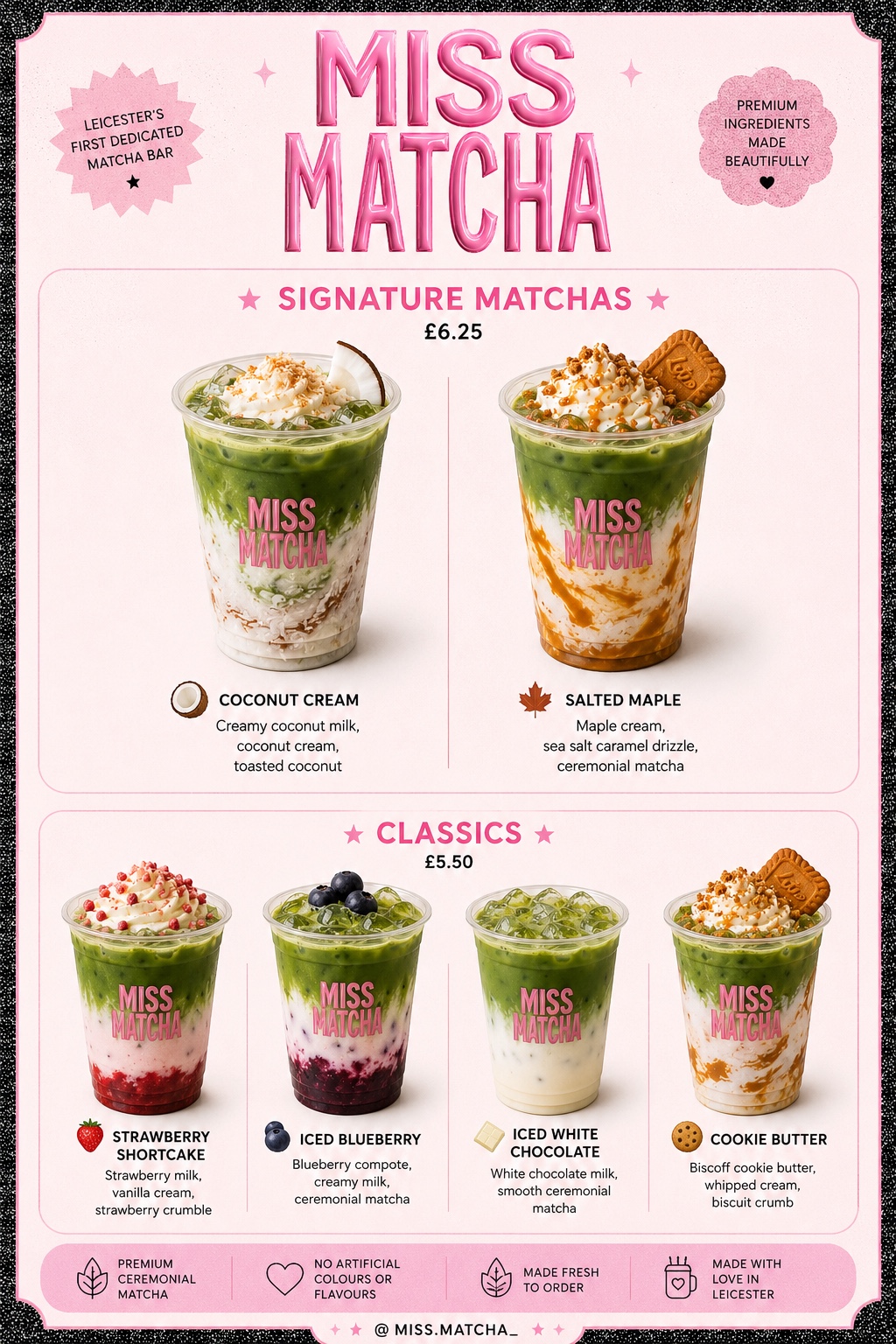 Miss Matcha updated menu